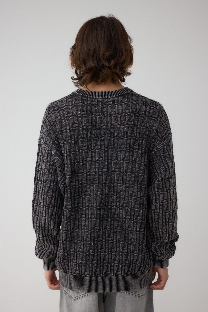 ヴィンテージライクジャガードニット L/BLK L