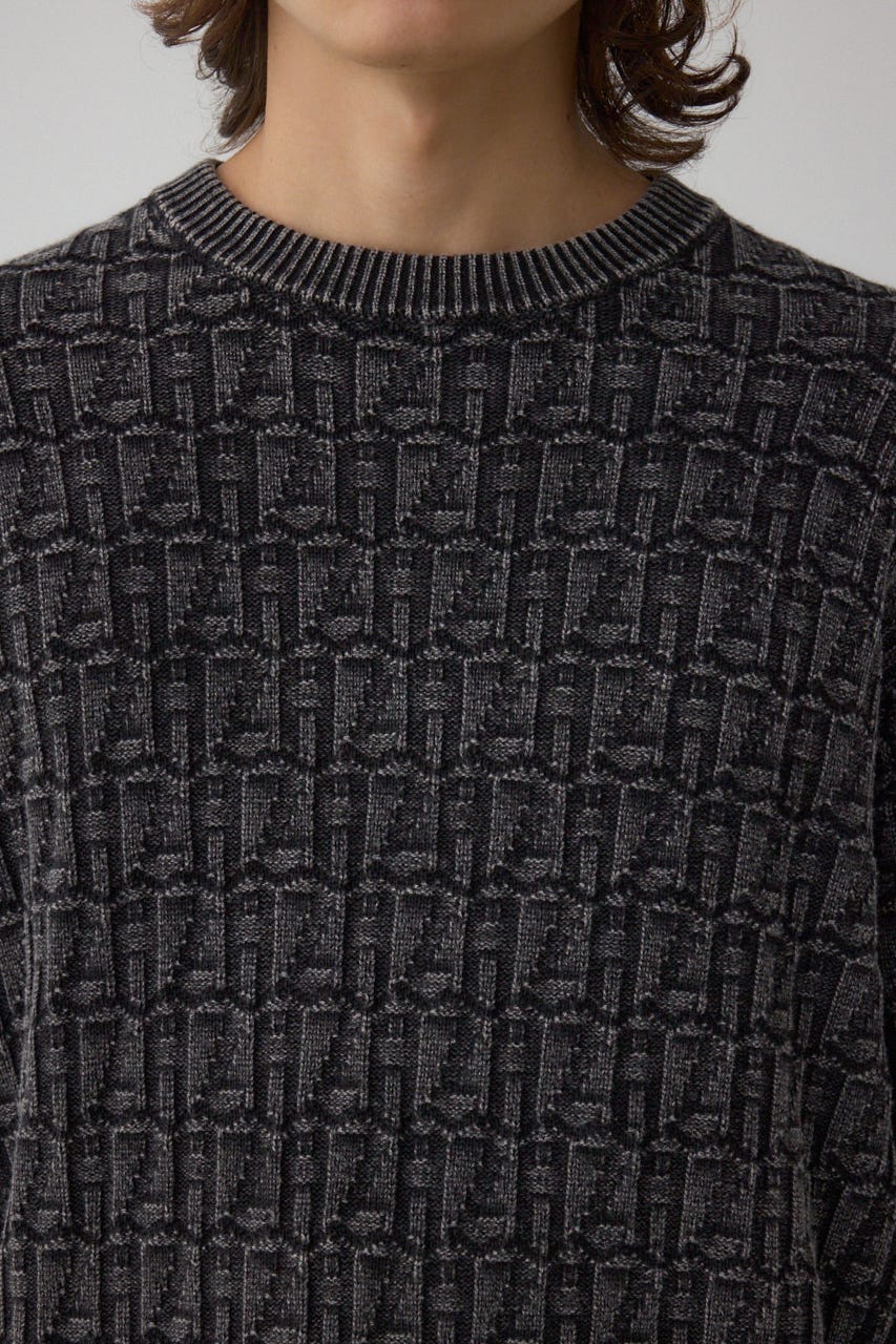 ヴィンテージライクジャガードニット L/BLK L