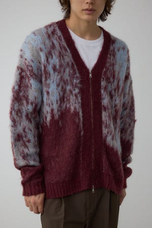 起毛総柄カーディガン