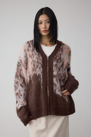 起毛総柄カーディガン