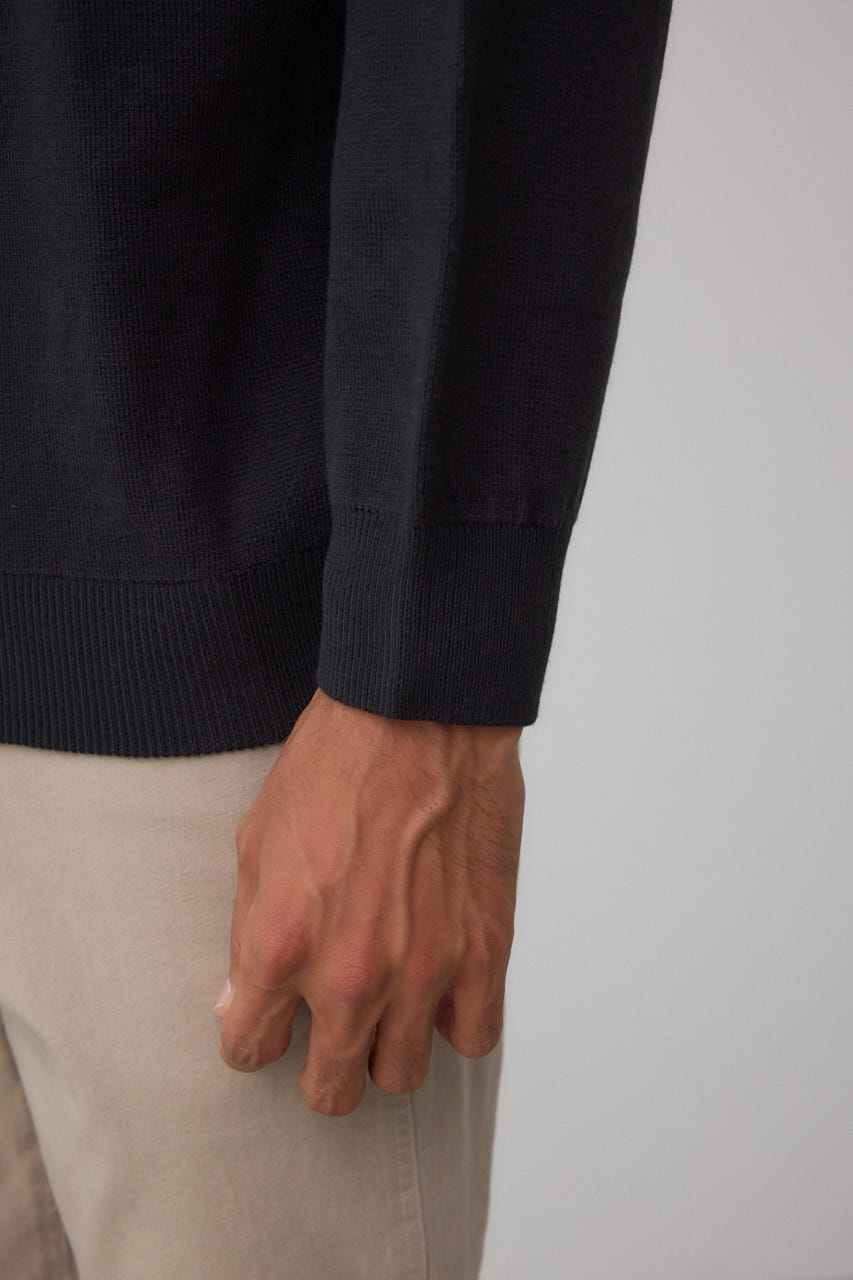 ミラノリブハーフジップ BLK L