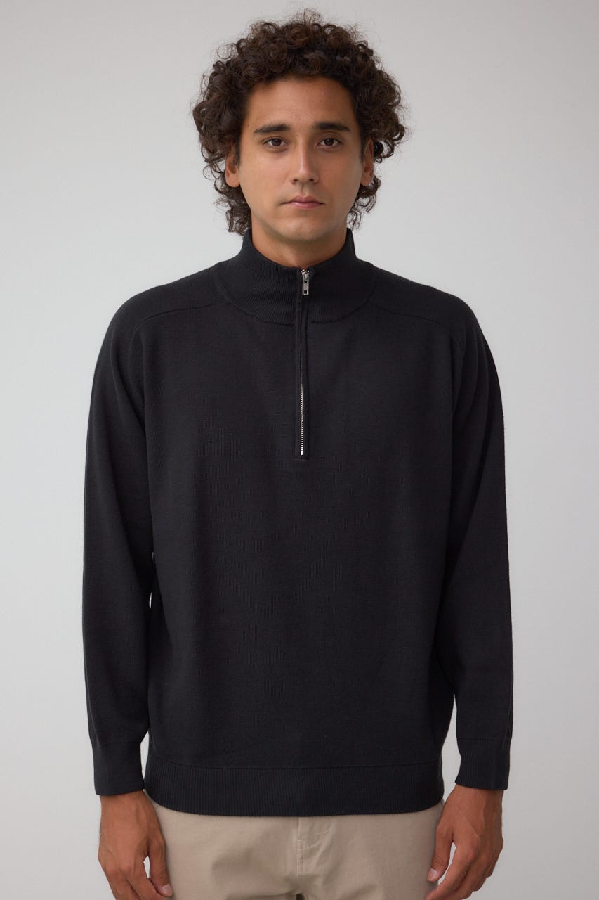 ミラノリブハーフジップ BLK L