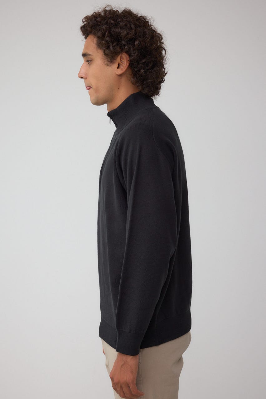 ミラノリブハーフジップ BLK L