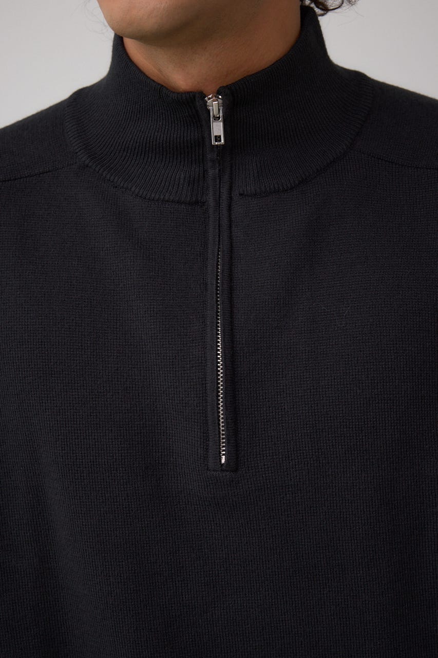 ミラノリブハーフジップ BLK L
