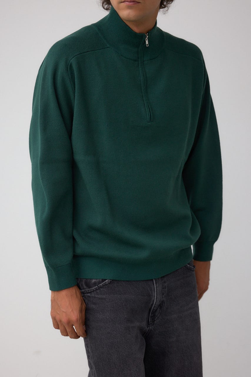ミラノリブハーフジップ D/GRN M