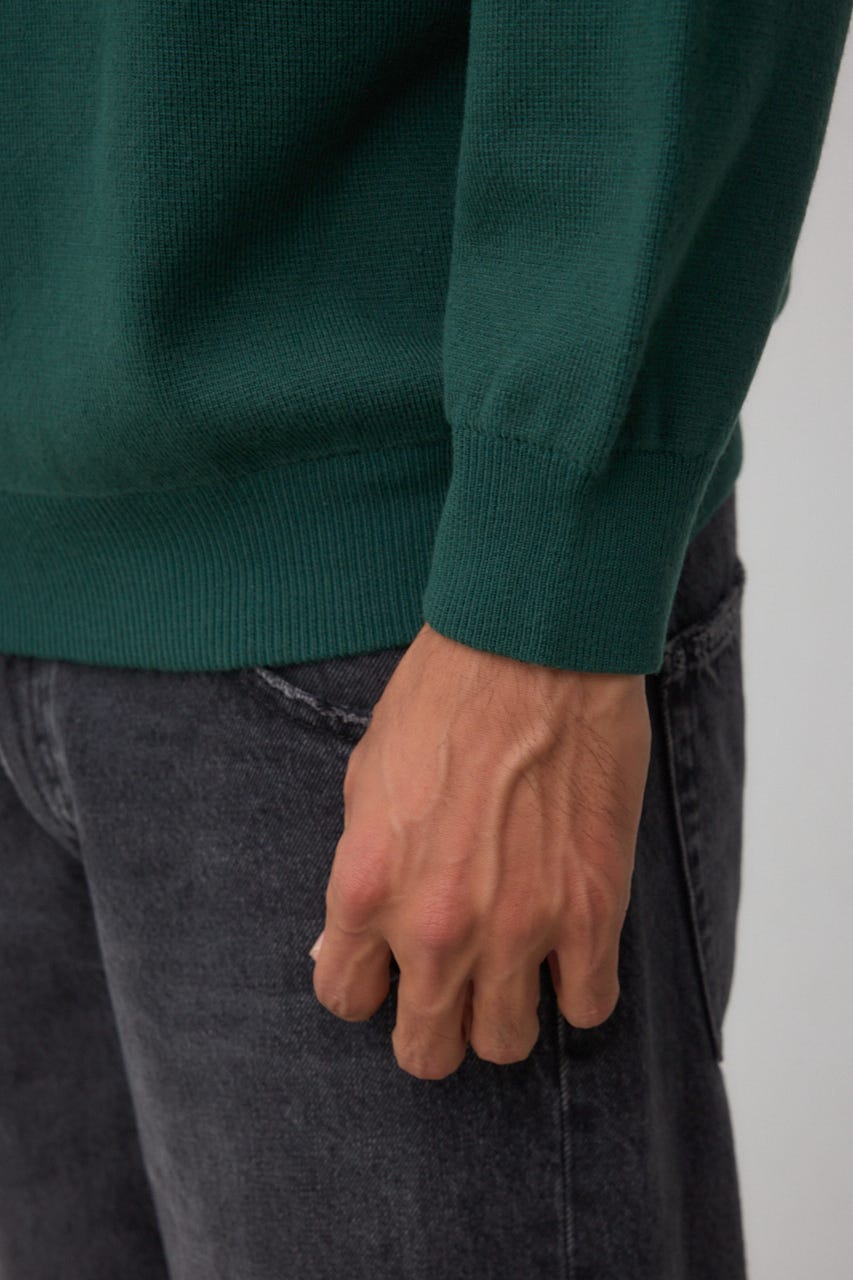 ミラノリブハーフジップ D/GRN M