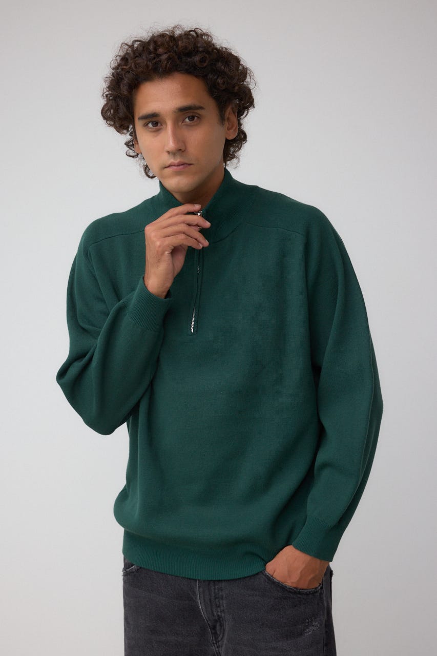 ミラノリブハーフジップ D/GRN M