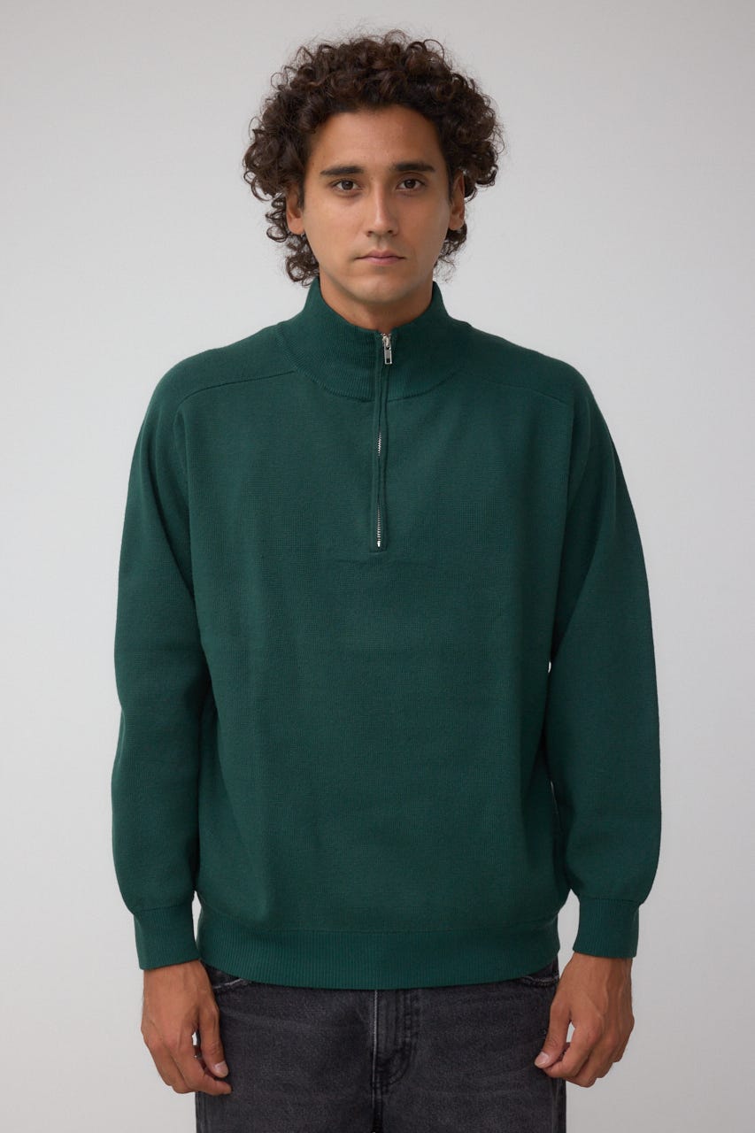 ミラノリブハーフジップ D/GRN M