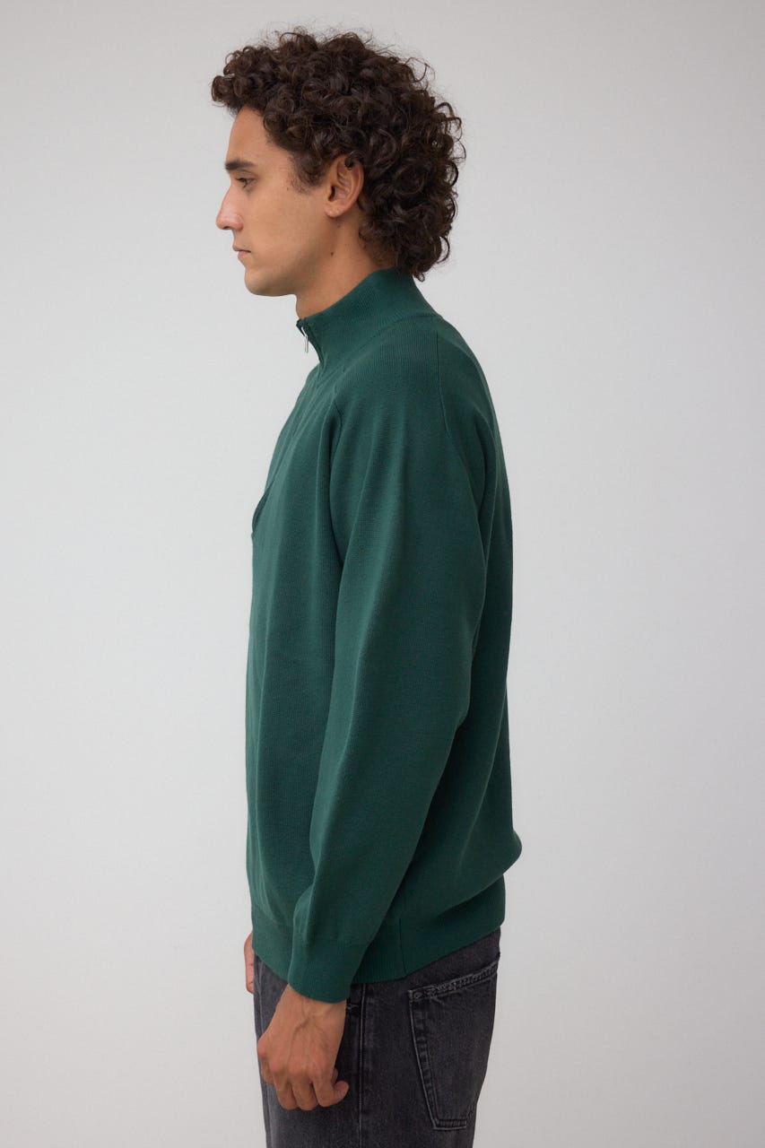 ミラノリブハーフジップ D/GRN M