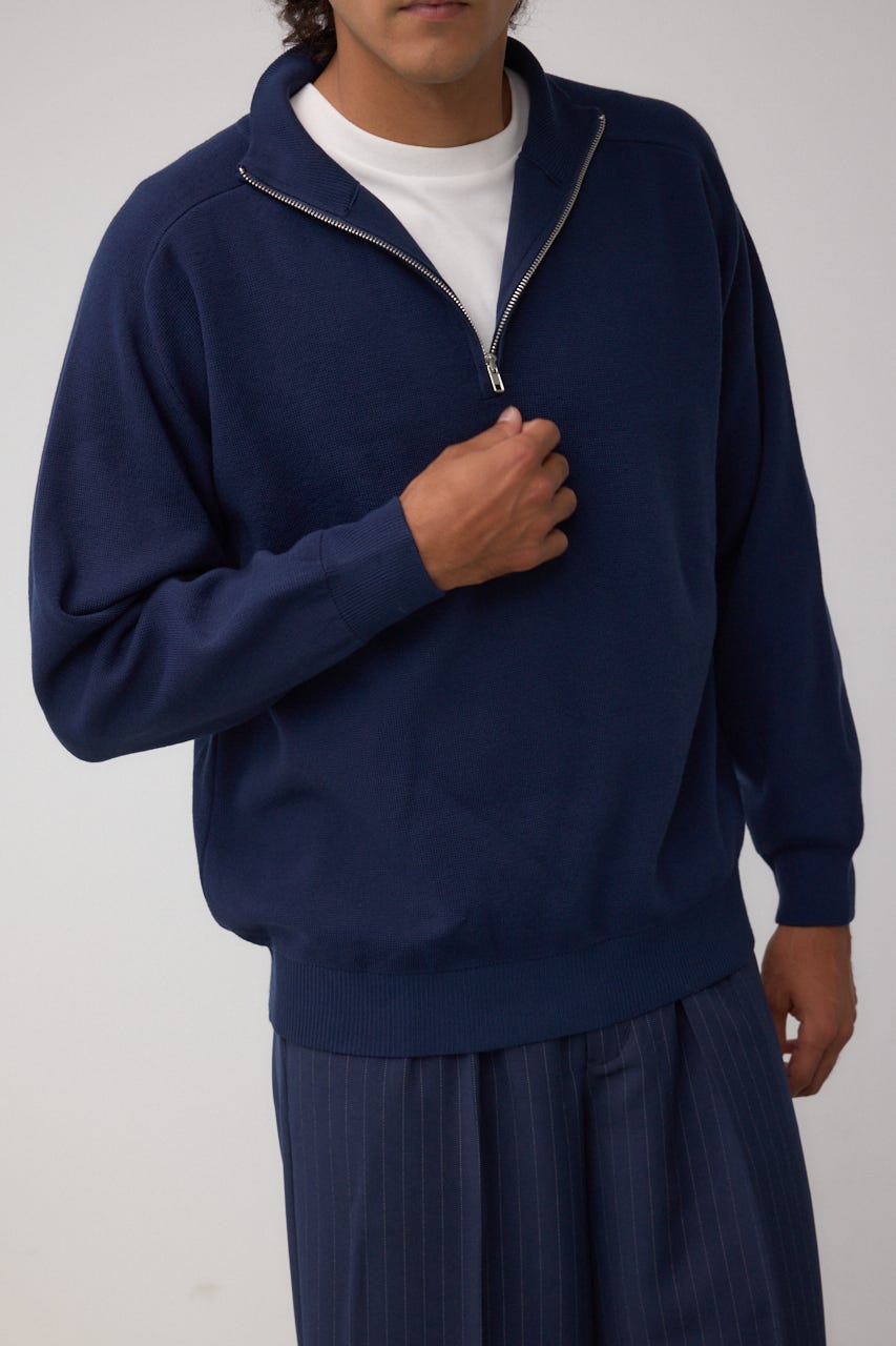 ミラノリブハーフジップ NVY M