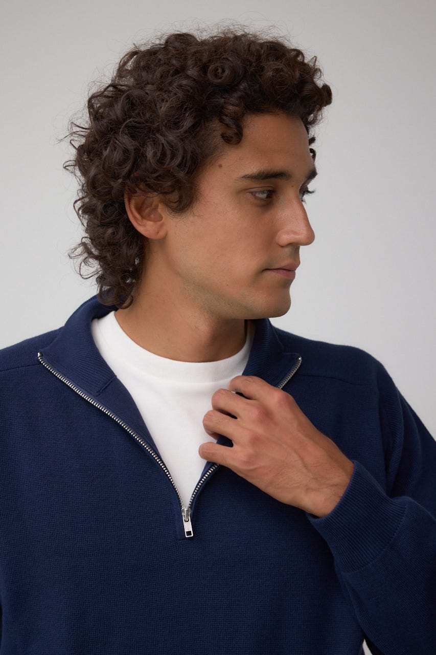 ミラノリブハーフジップ NVY M