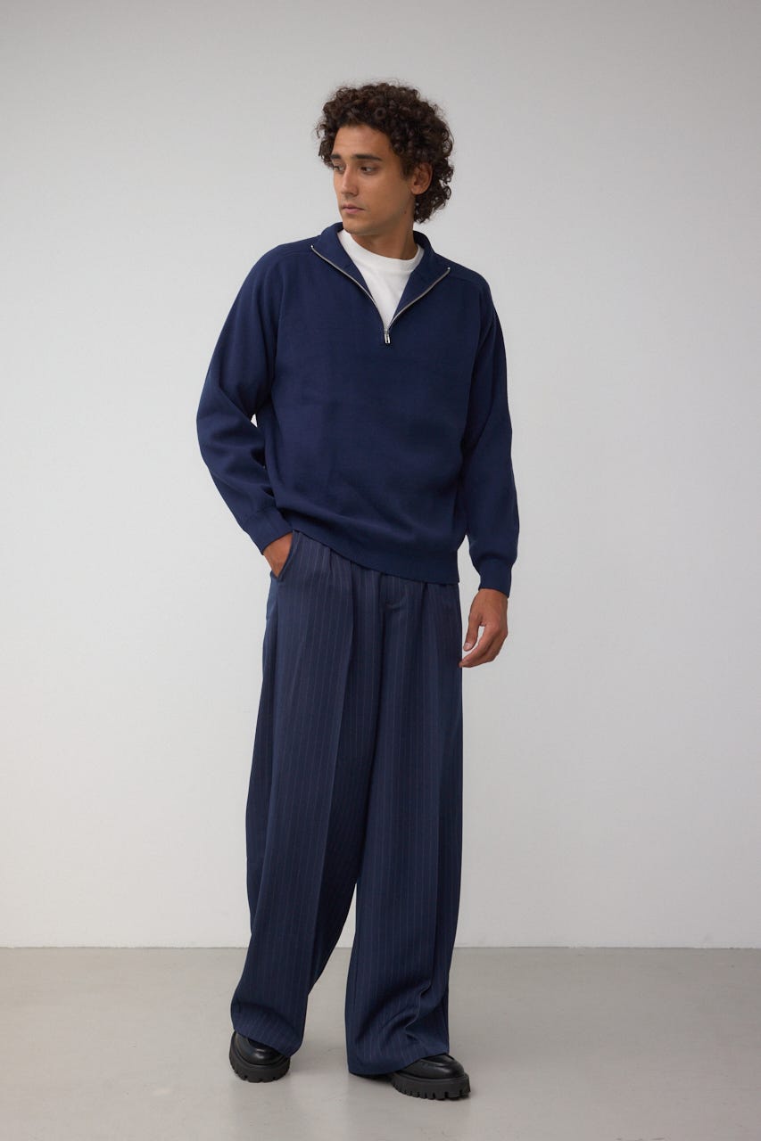 ミラノリブハーフジップ NVY M