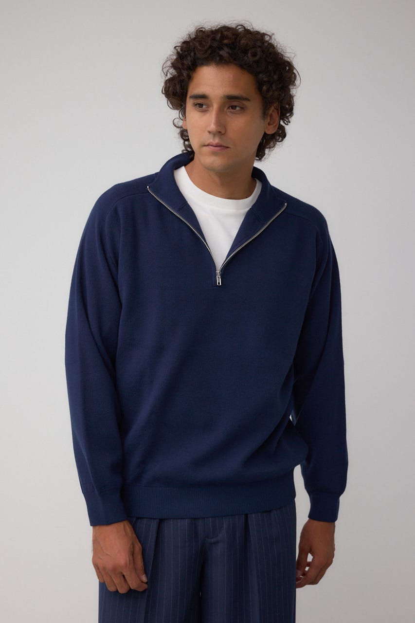 ミラノリブハーフジップ NVY M