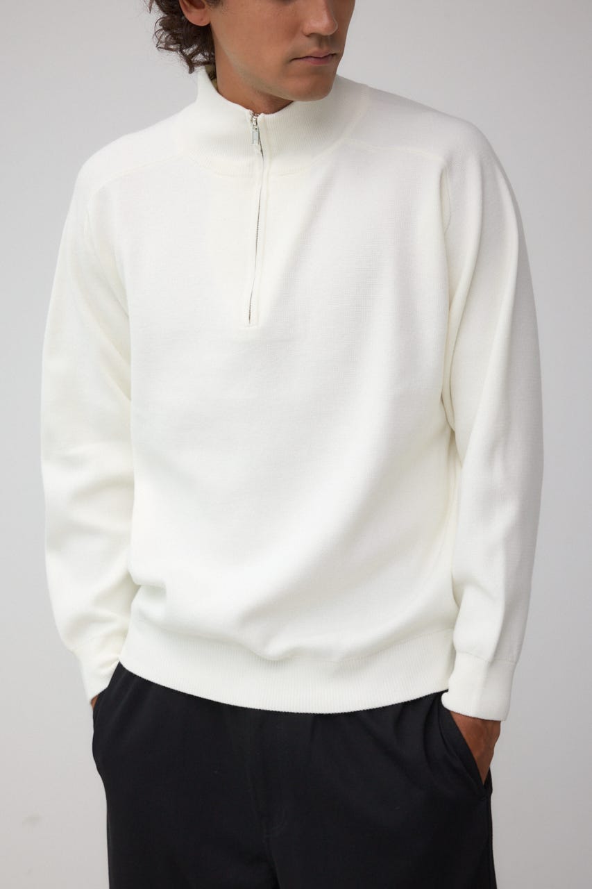 ミラノリブハーフジップ O/WHT M