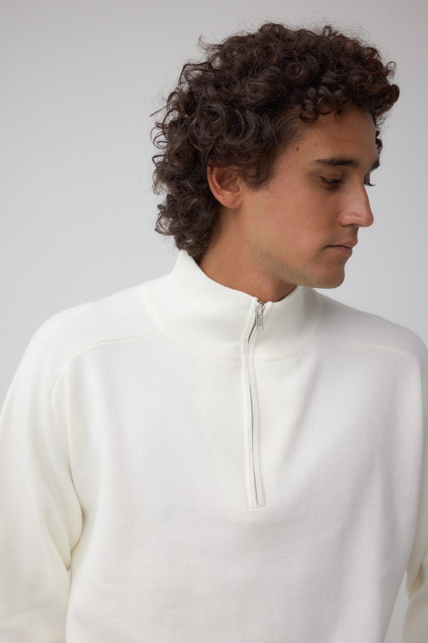 ミラノリブハーフジップ O/WHT M