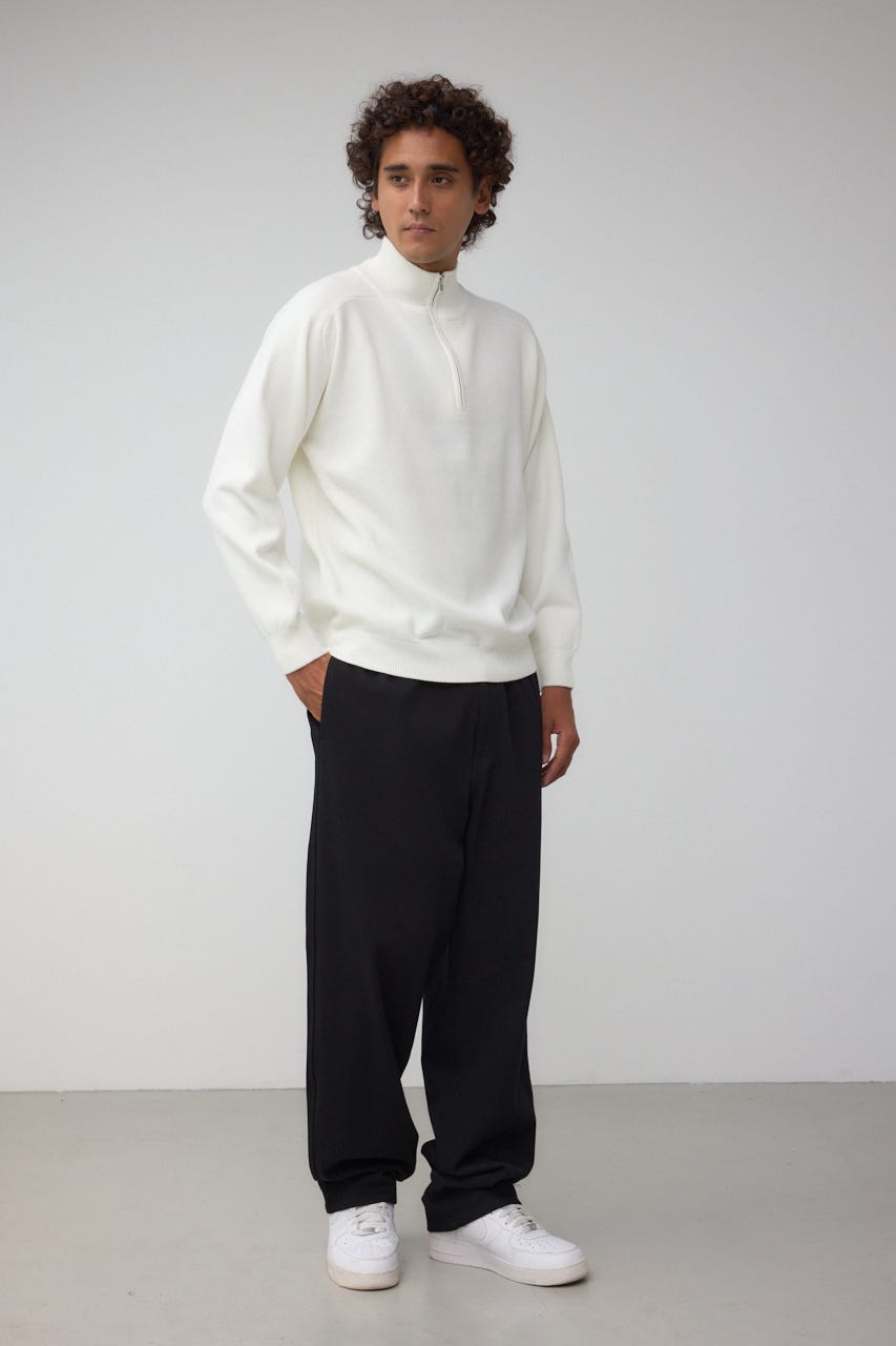 ミラノリブハーフジップ O/WHT M