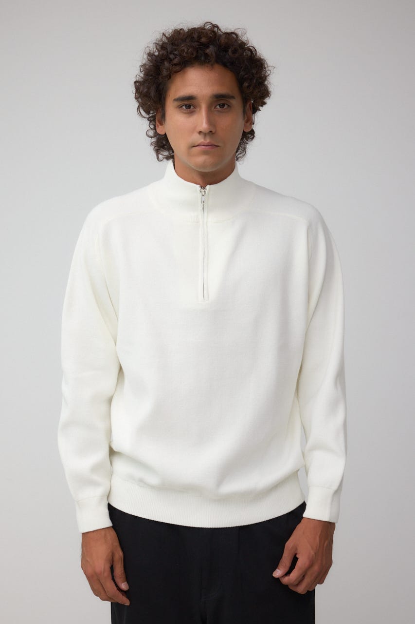 ミラノリブハーフジップ O/WHT M