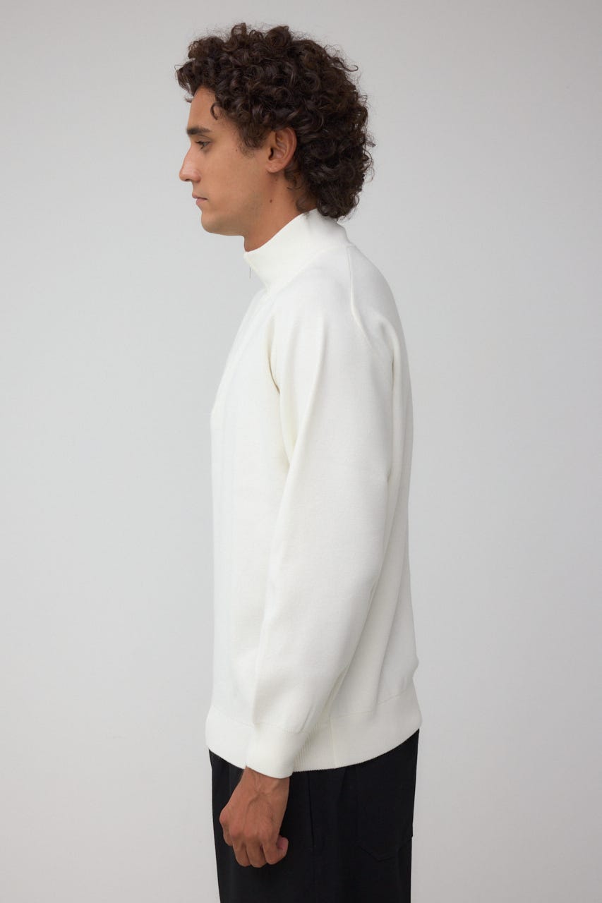 ミラノリブハーフジップ O/WHT M