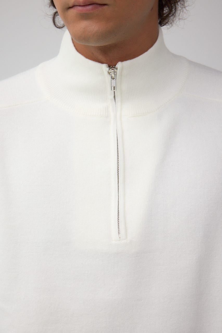 ミラノリブハーフジップ O/WHT M