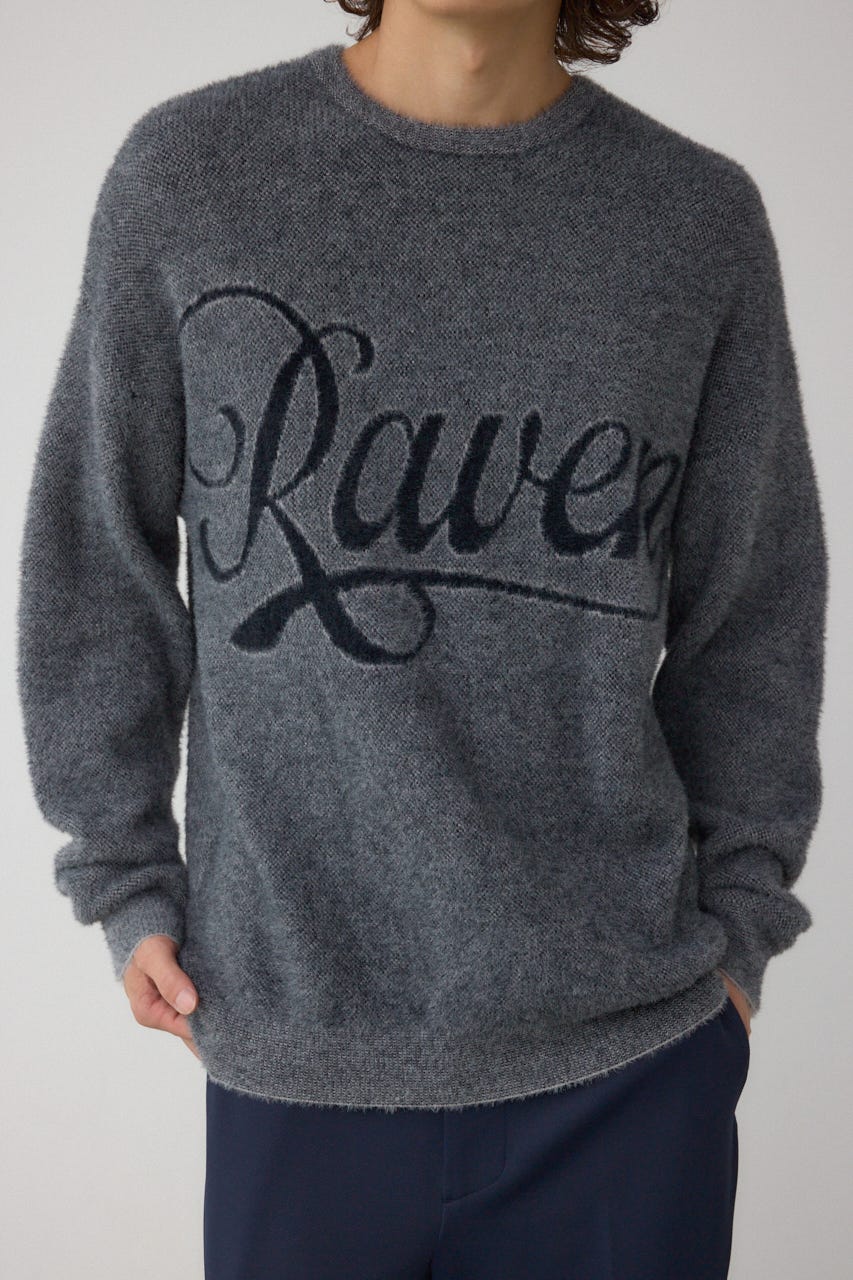 シャギーロゴニット 柄BLK FREE