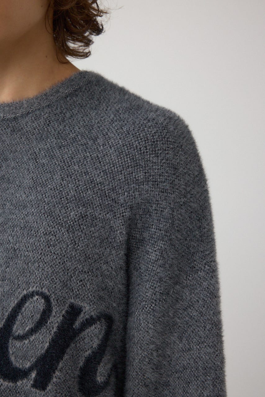 シャギーロゴニット 柄BLK FREE