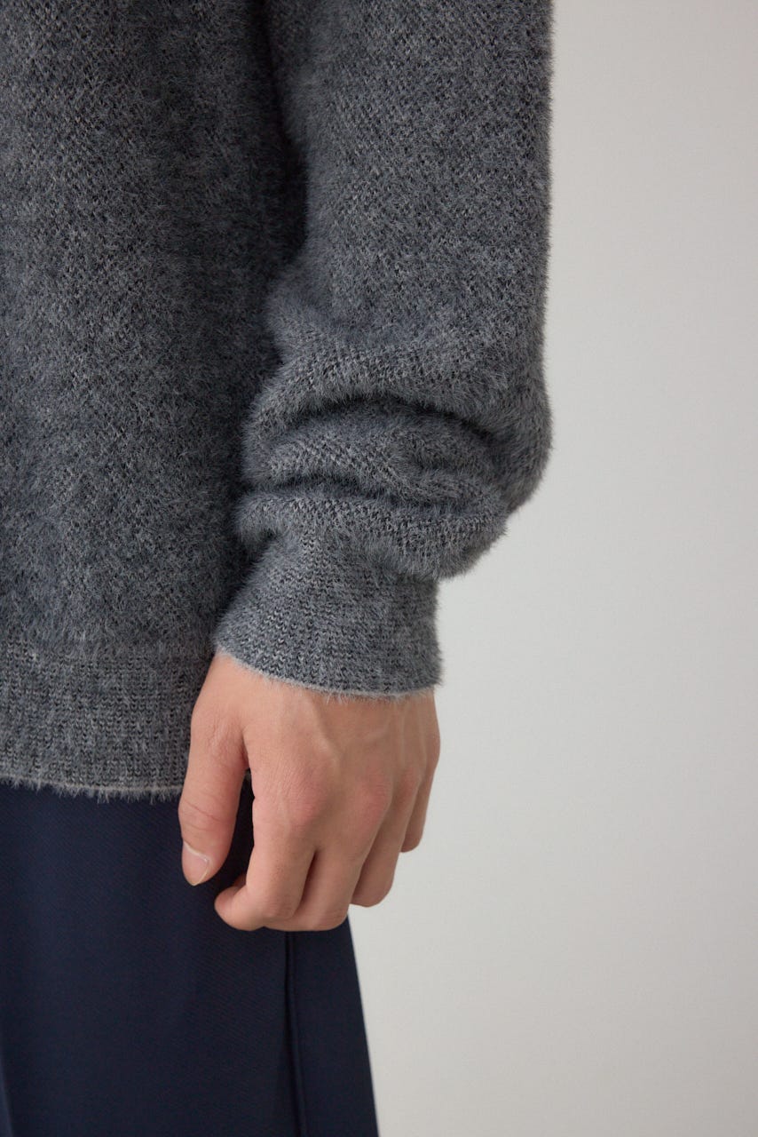 シャギーロゴニット 柄BLK FREE