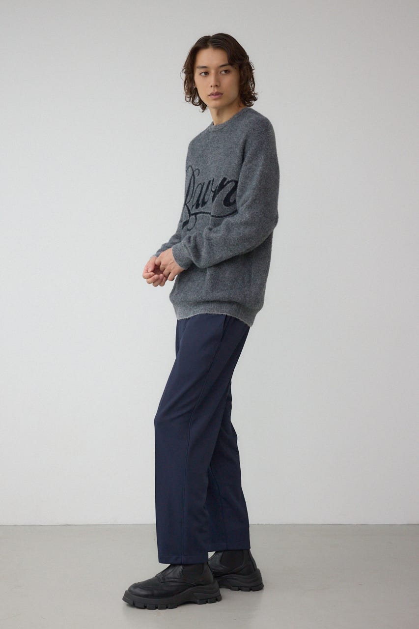 シャギーロゴニット 柄BLK FREE