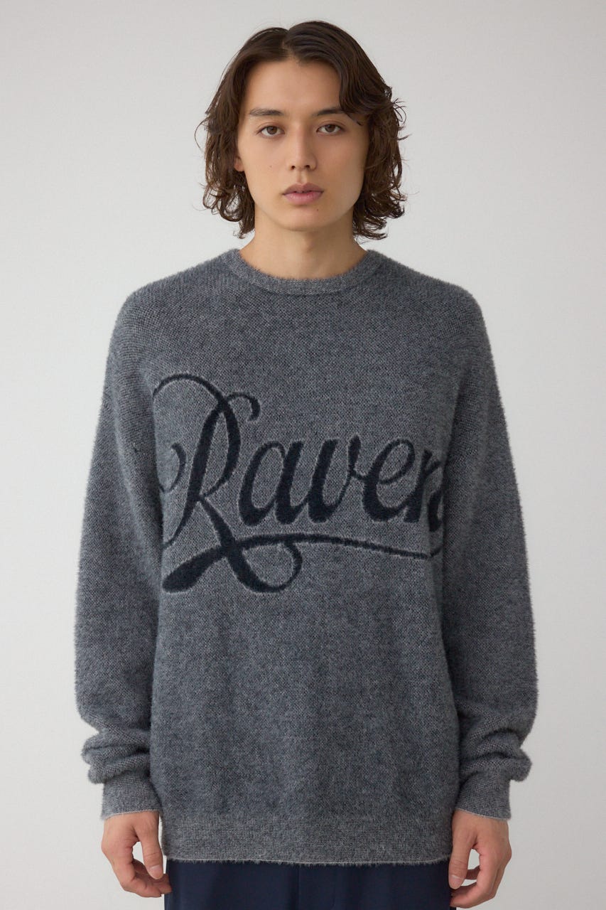 シャギーロゴニット 柄BLK FREE