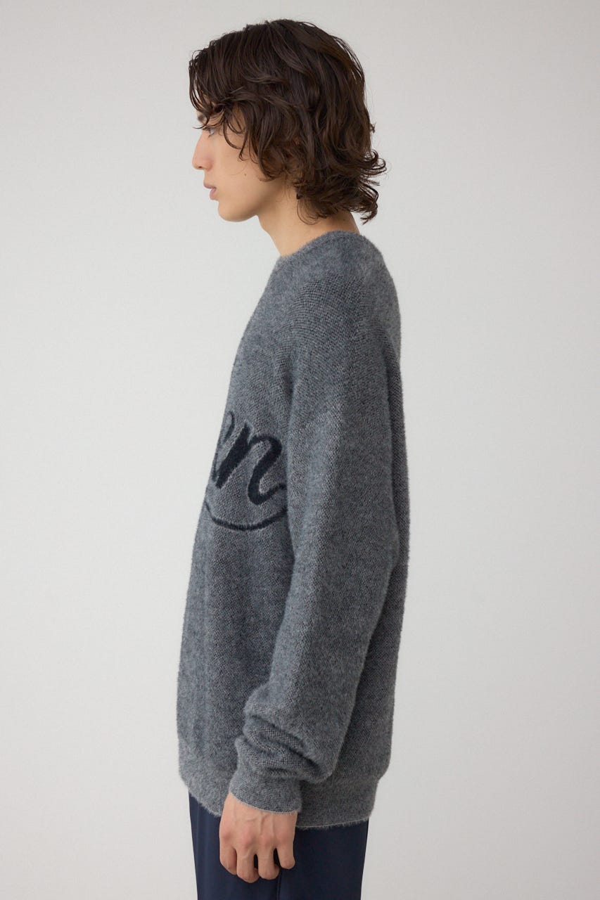 シャギーロゴニット 柄BLK FREE