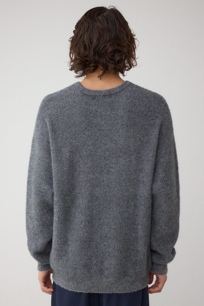 シャギーロゴニット 柄BLK FREE