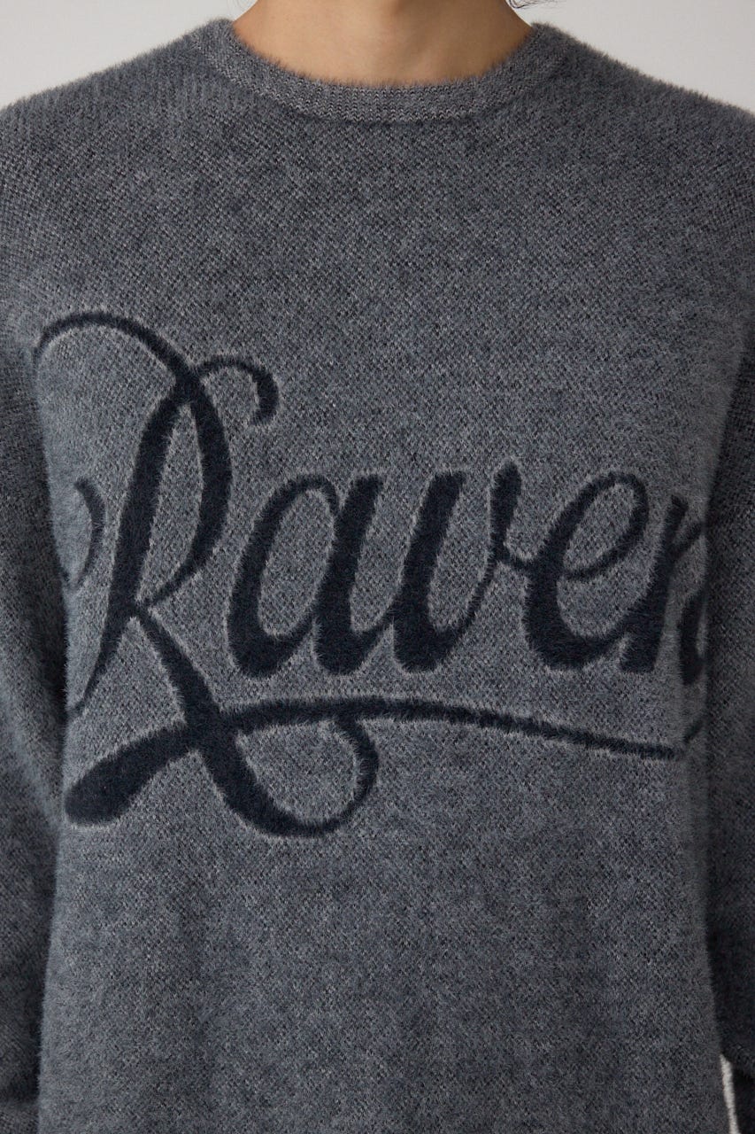 シャギーロゴニット 柄BLK FREE