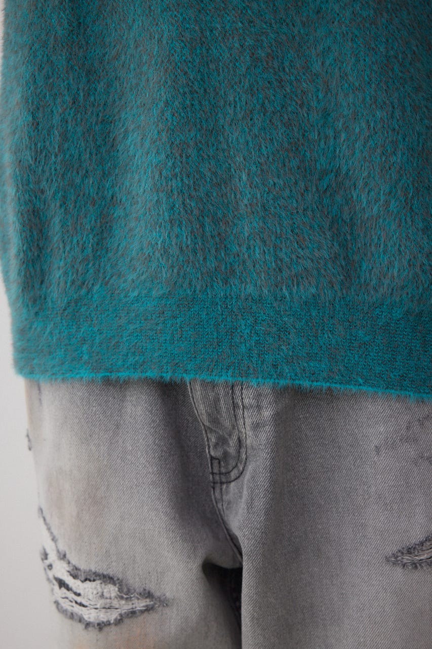 シャギーロゴニット 柄BLU FREE