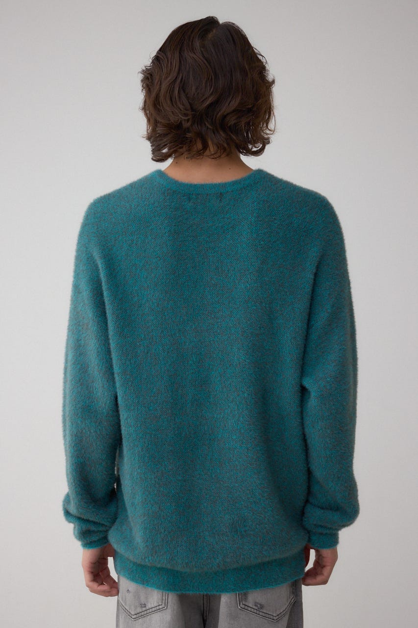 シャギーロゴニット 柄BLU FREE