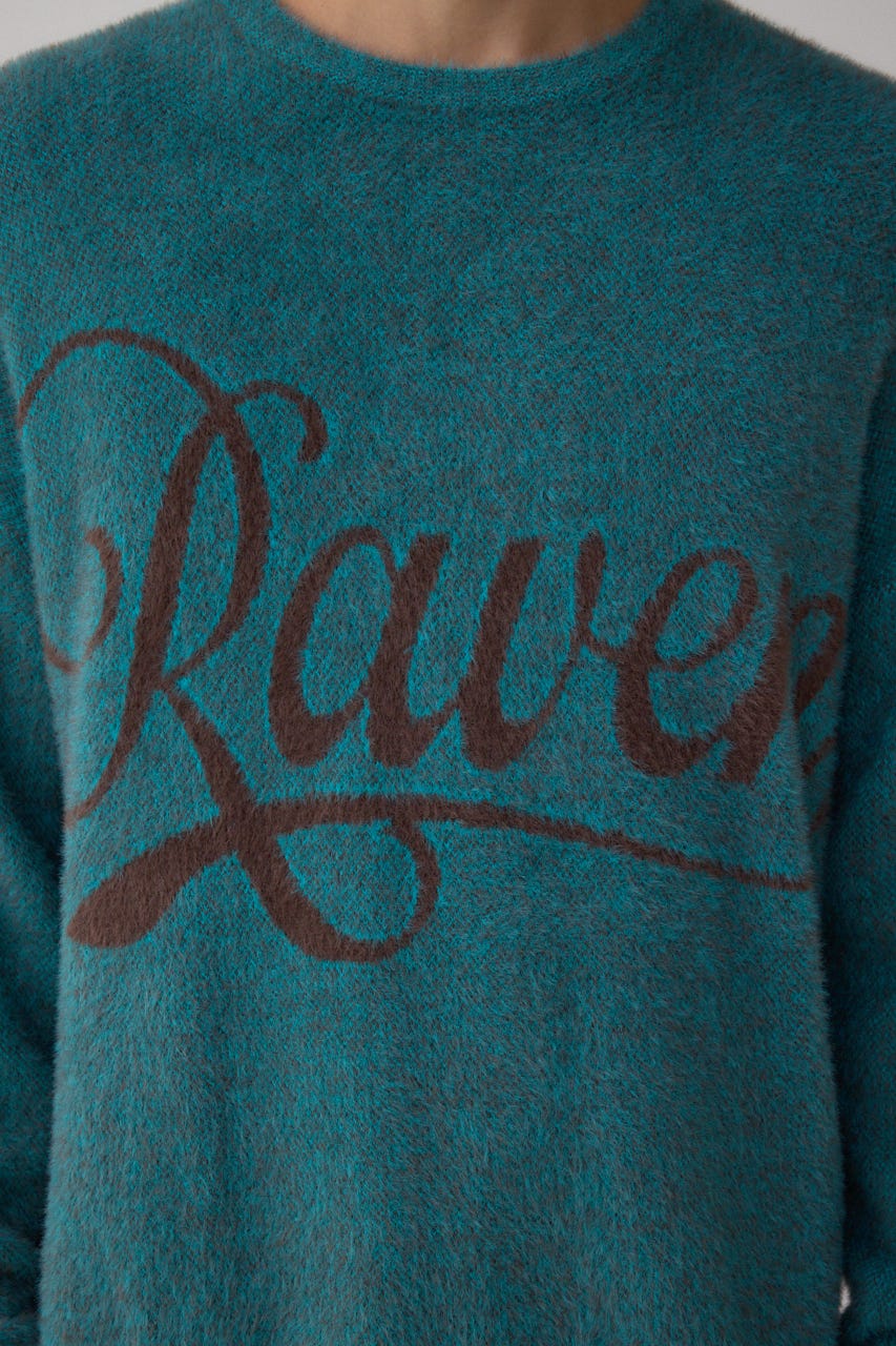 シャギーロゴニット 柄BLU FREE