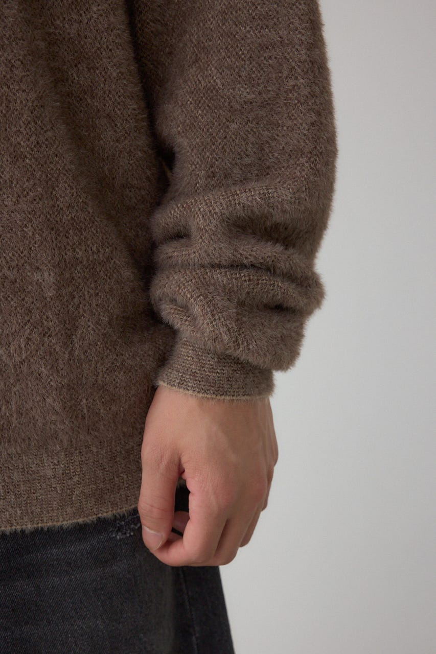 シャギーロゴニット 柄BRN FREE