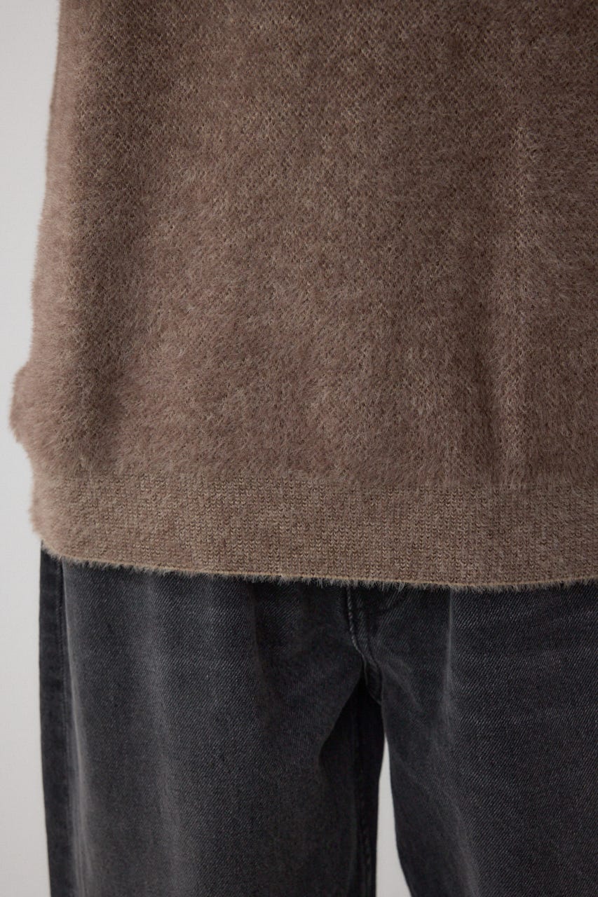 シャギーロゴニット 柄BRN FREE