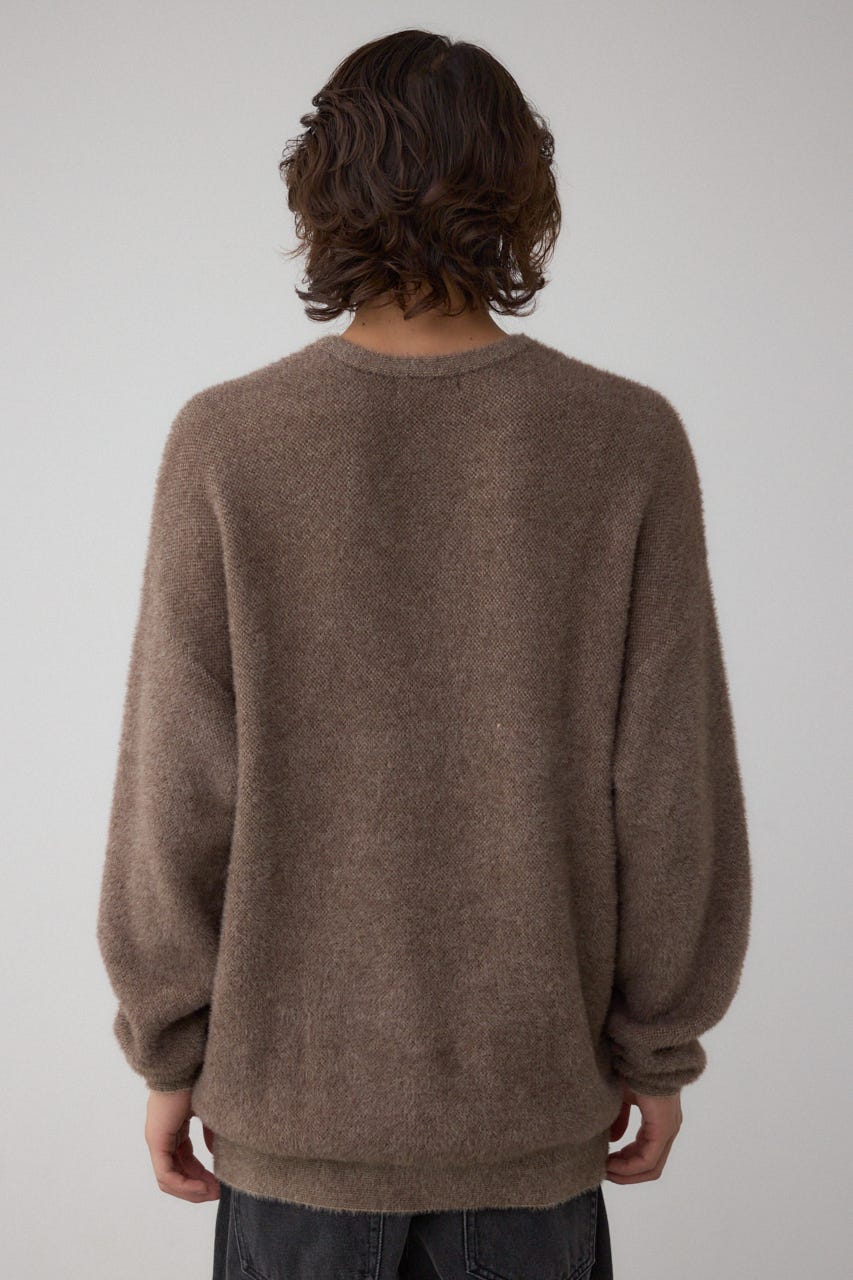 シャギーロゴニット 柄BRN FREE