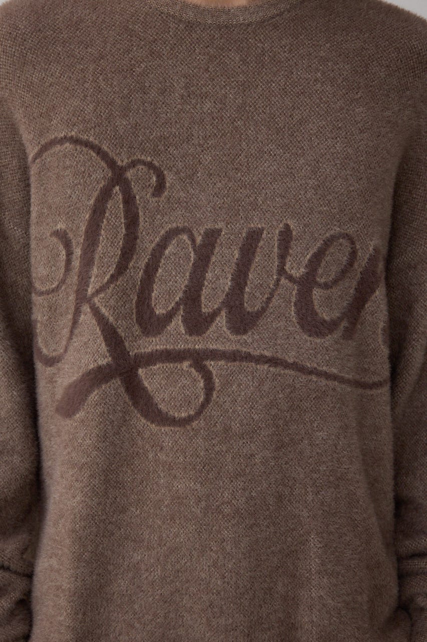 シャギーロゴニット 柄BRN FREE