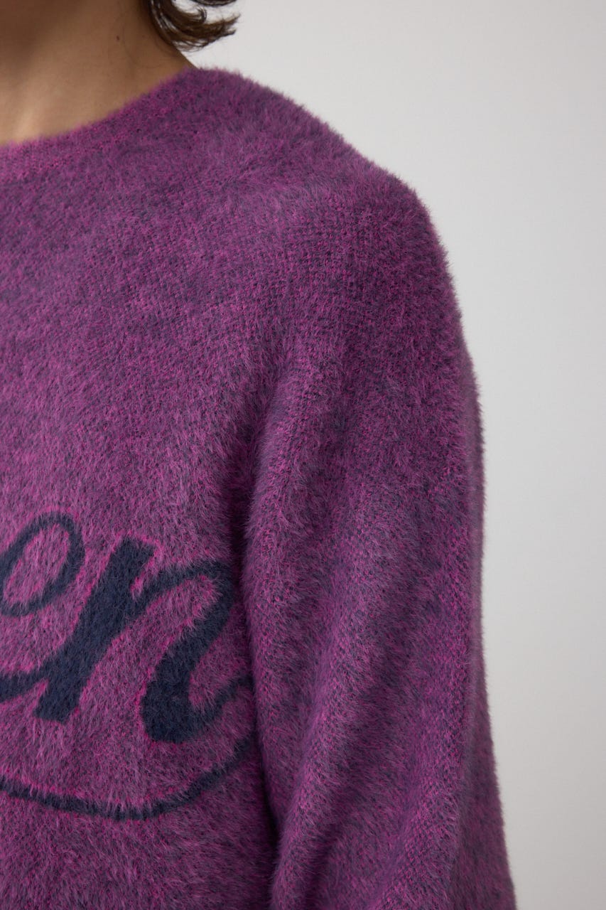 シャギーロゴニット 柄PNK FREE