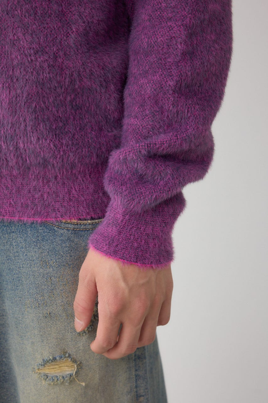 シャギーロゴニット 柄PNK FREE