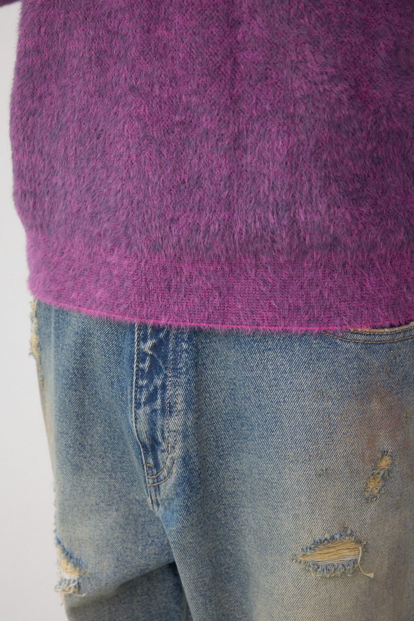 シャギーロゴニット 柄PNK FREE