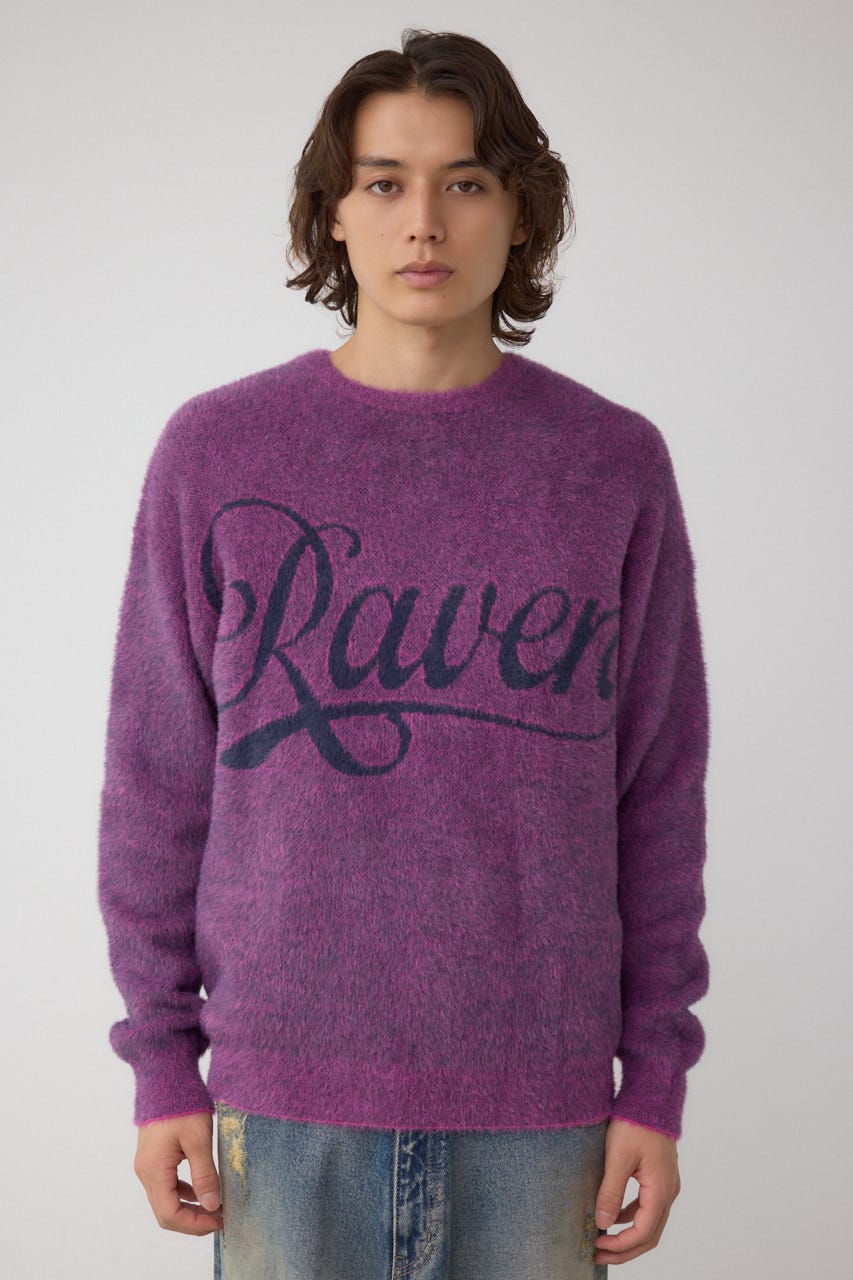 シャギーロゴニット 柄PNK FREE