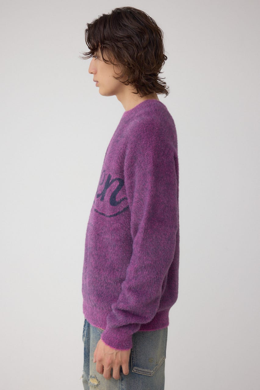 シャギーロゴニット 柄PNK FREE