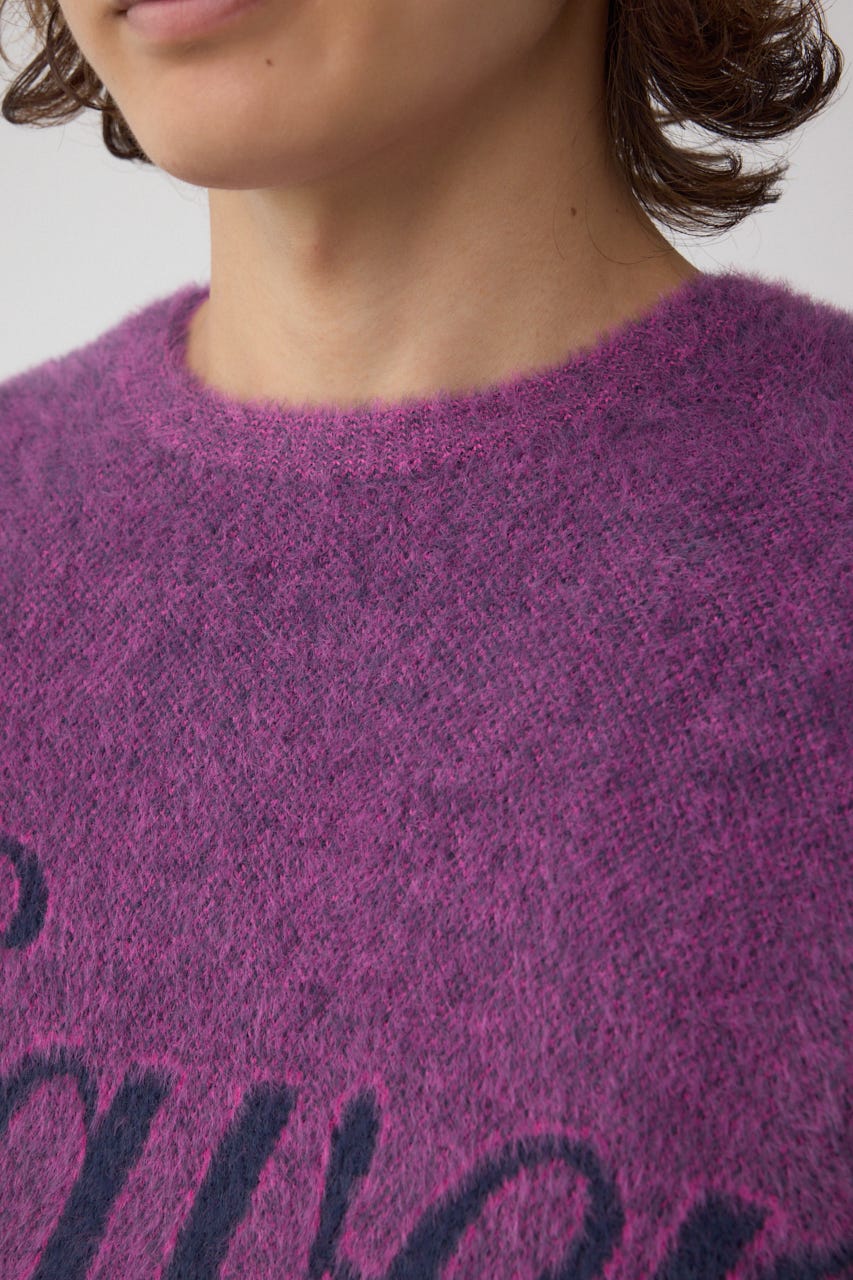 シャギーロゴニット 柄PNK FREE