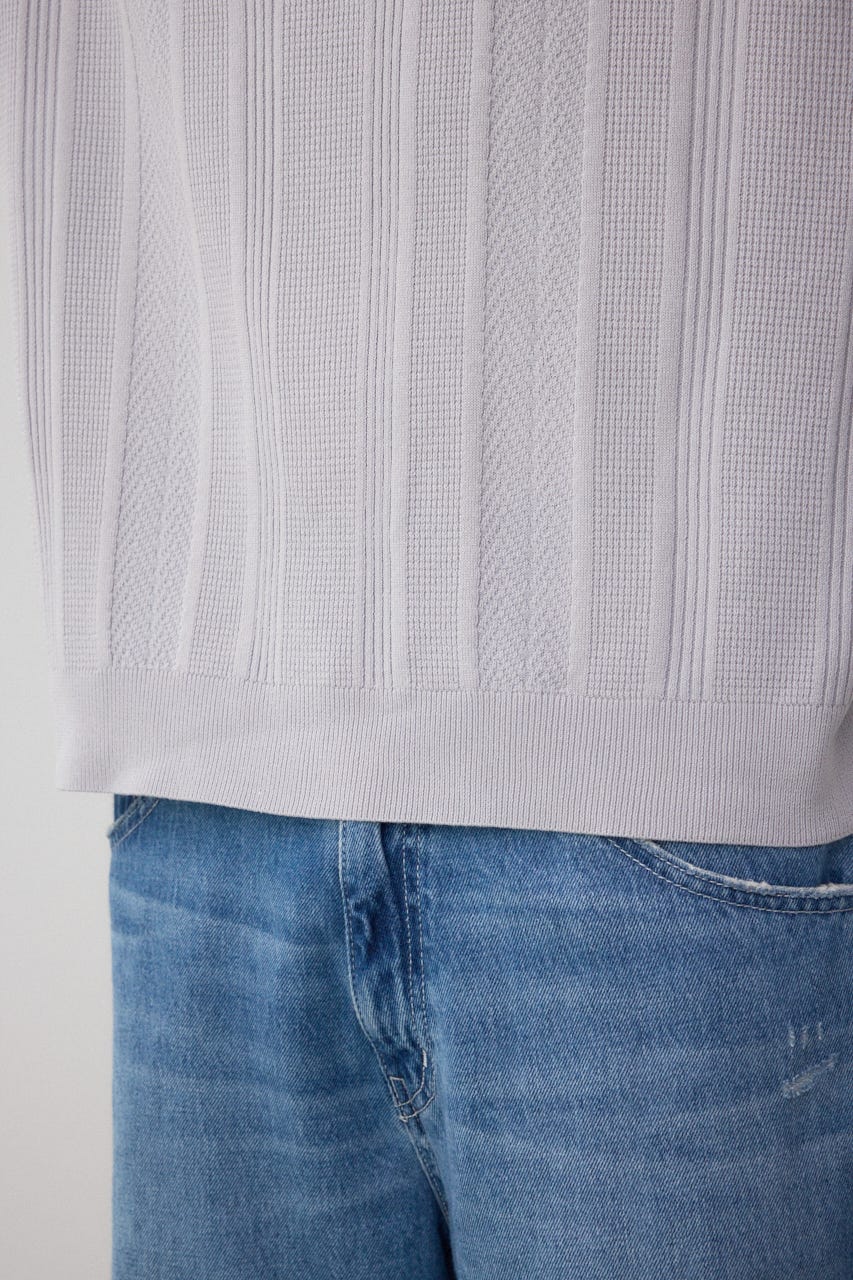 フェイクスウェード切替ニットトップス L/GRY FREE