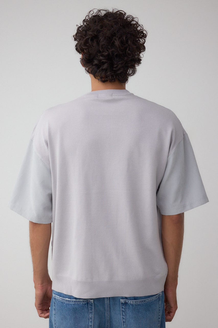 フェイクスウェード切替ニットトップス L/GRY FREE