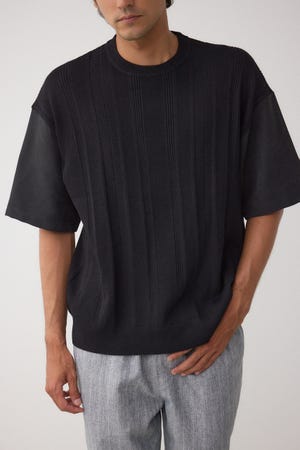 フェイクスウェード切替ニットトップス