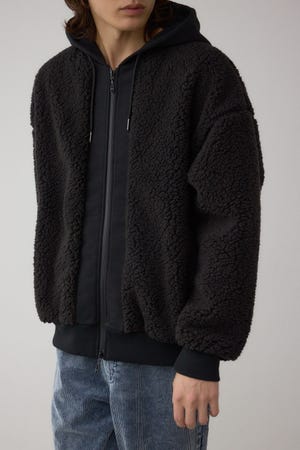 シープボア×スウェット切替防風ブルゾン