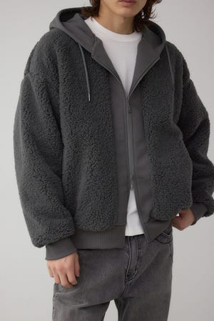 シープボア×スウェット切替防風ブルゾン