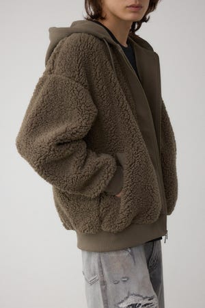 シープボア×スウェット切替防風ブルゾン